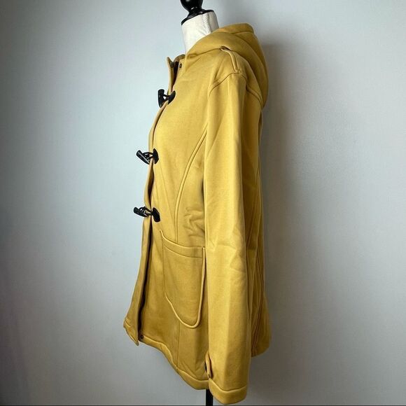 NWT Mustard Yellow Toggle Hooded Coat | Medium | Fall Winter Jacket w/ Pockets L - Picture 11 of 14